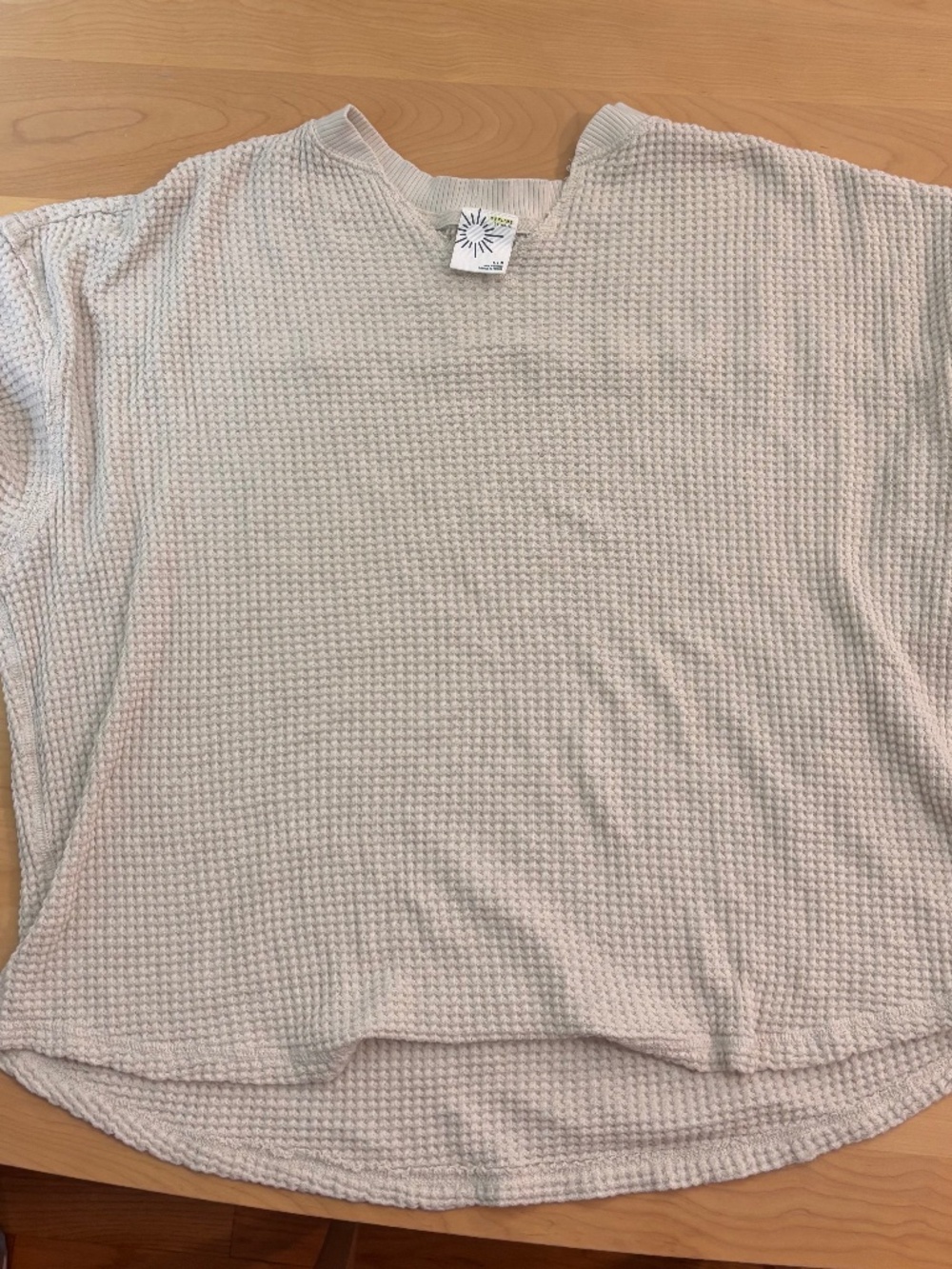 Beige Waffle Knit Oversized Long Sleeve